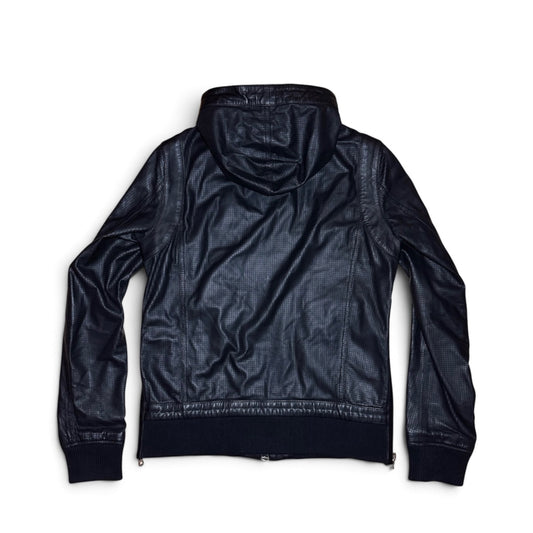 Balmain FW18 Perforated lamb leather hoodie