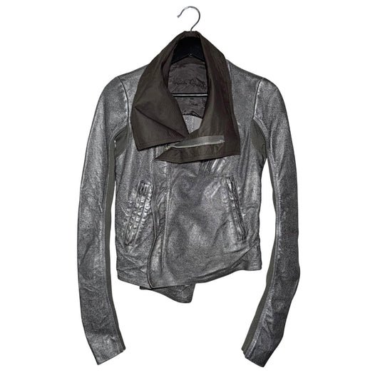 Rick Owens metallic Naska leather biker jacket