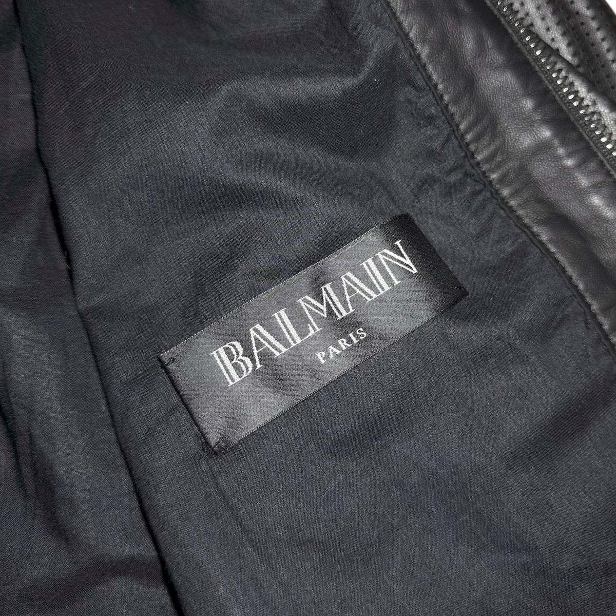 Balmain FW18 Perforated lamb leather hoodie