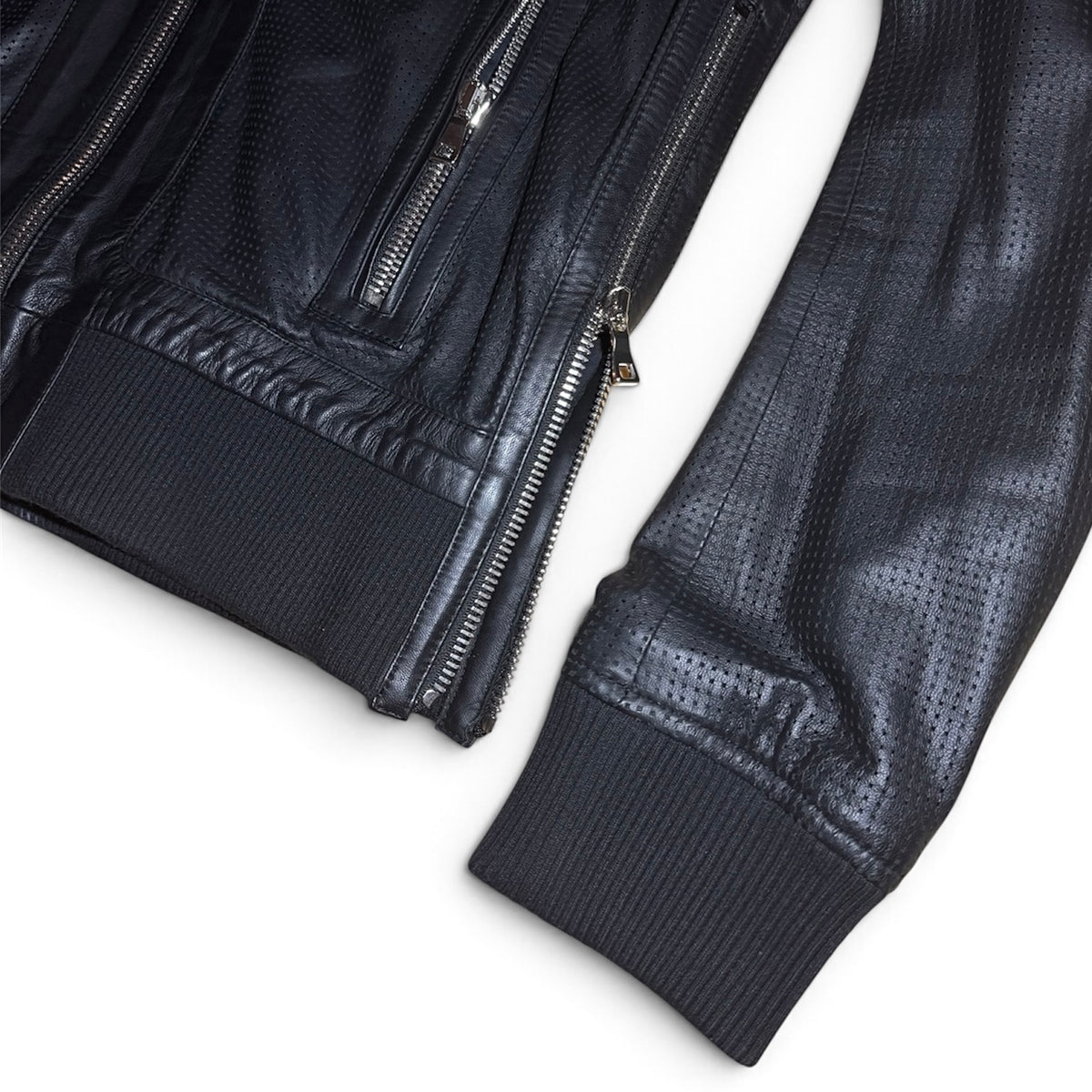 Balmain FW18 Perforated lamb leather hoodie