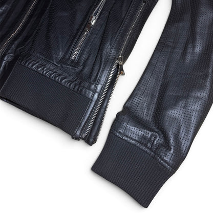 Balmain FW18 Perforated lamb leather hoodie