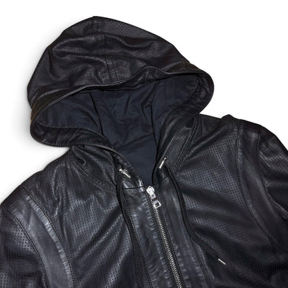 Balmain FW18 Perforated lamb leather hoodie