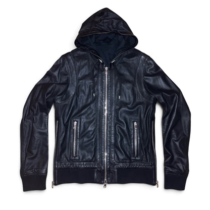 Balmain FW18 Perforated lamb leather hoodie