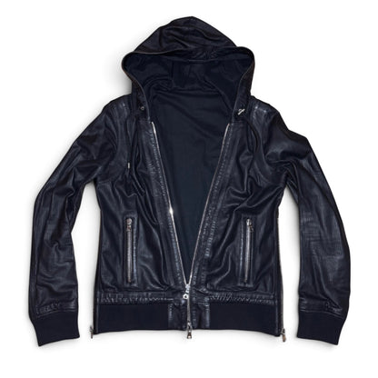 Balmain FW18 Perforated lamb leather hoodie