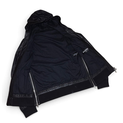 Balmain FW18 Perforated lamb leather hoodie