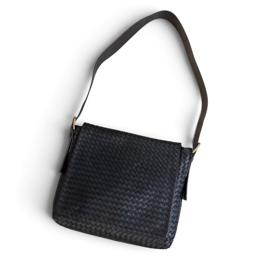 Bottega Veneta leather Intrecciato flap bag