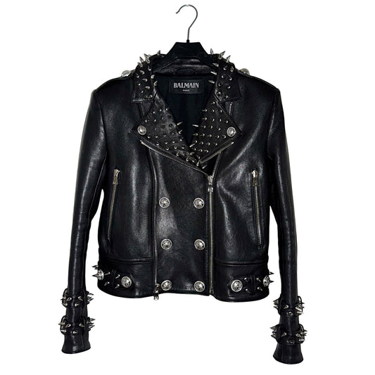 Balmain FW19 studded lambskin biker jacket