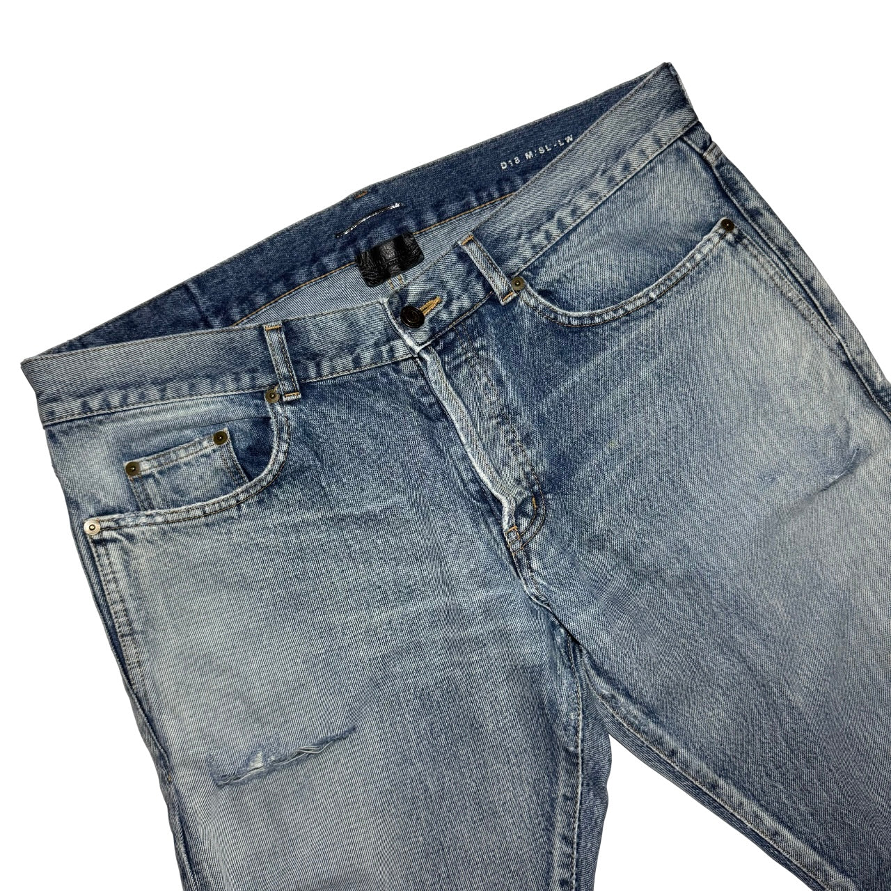 Saint Laurent D18 light wash slit-knee denim