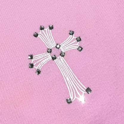 Chrome Hearts pink ribbed tank top with Swarovski crystals