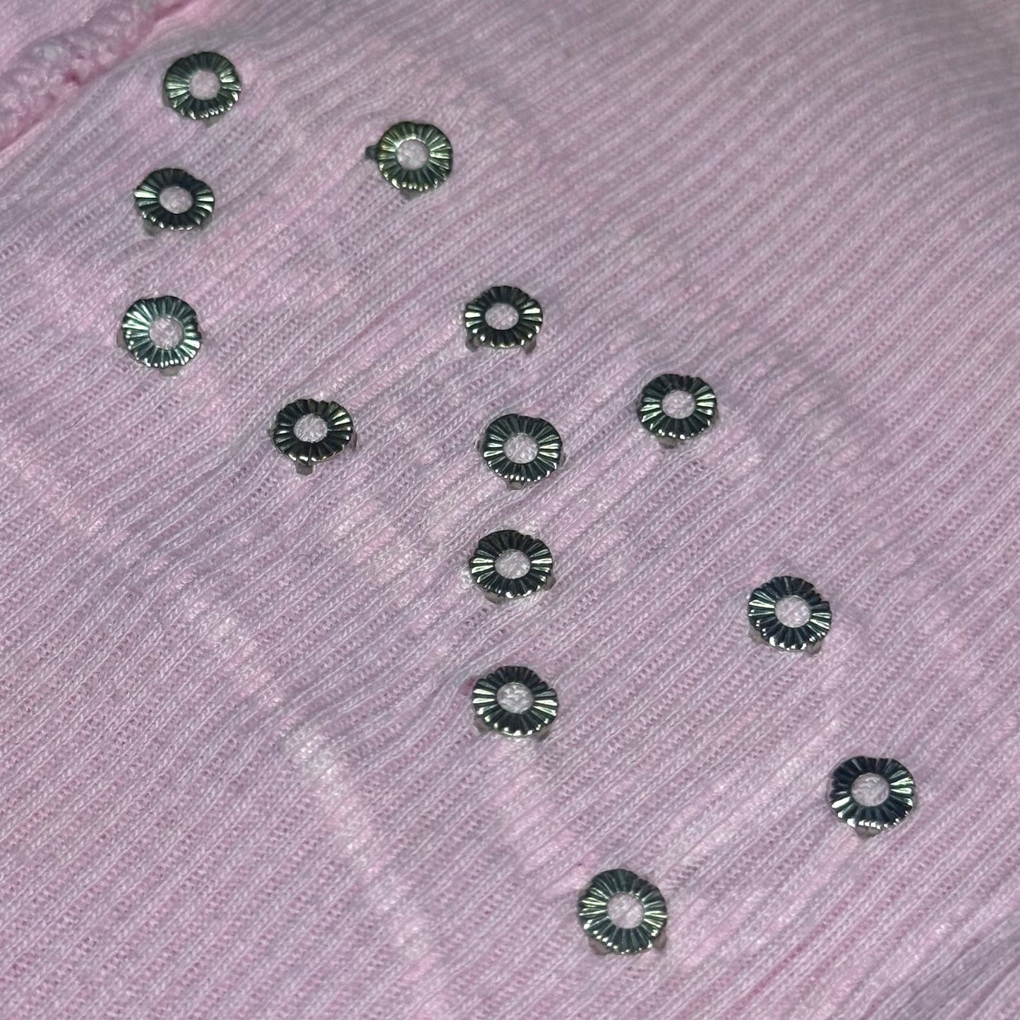 Chrome Hearts pink ribbed tank top with Swarovski crystals