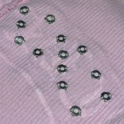 Chrome Hearts pink ribbed tank top with Swarovski crystals