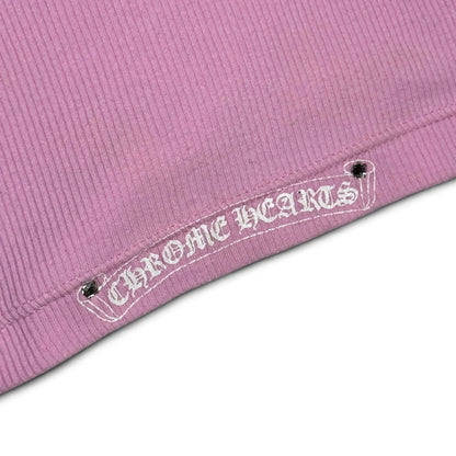 Chrome Hearts pink ribbed tank top with Swarovski crystals