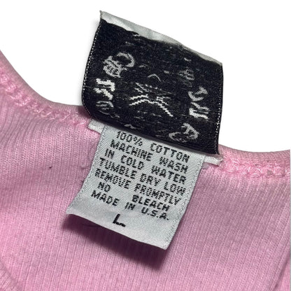 Chrome Hearts pink ribbed tank top with Swarovski crystals